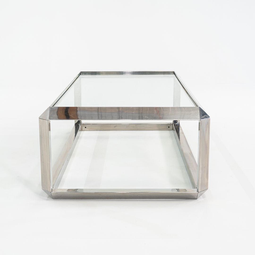 C. 1970s Chromed Steel Coffee Table with Glass Top Attributed to Ross Littell