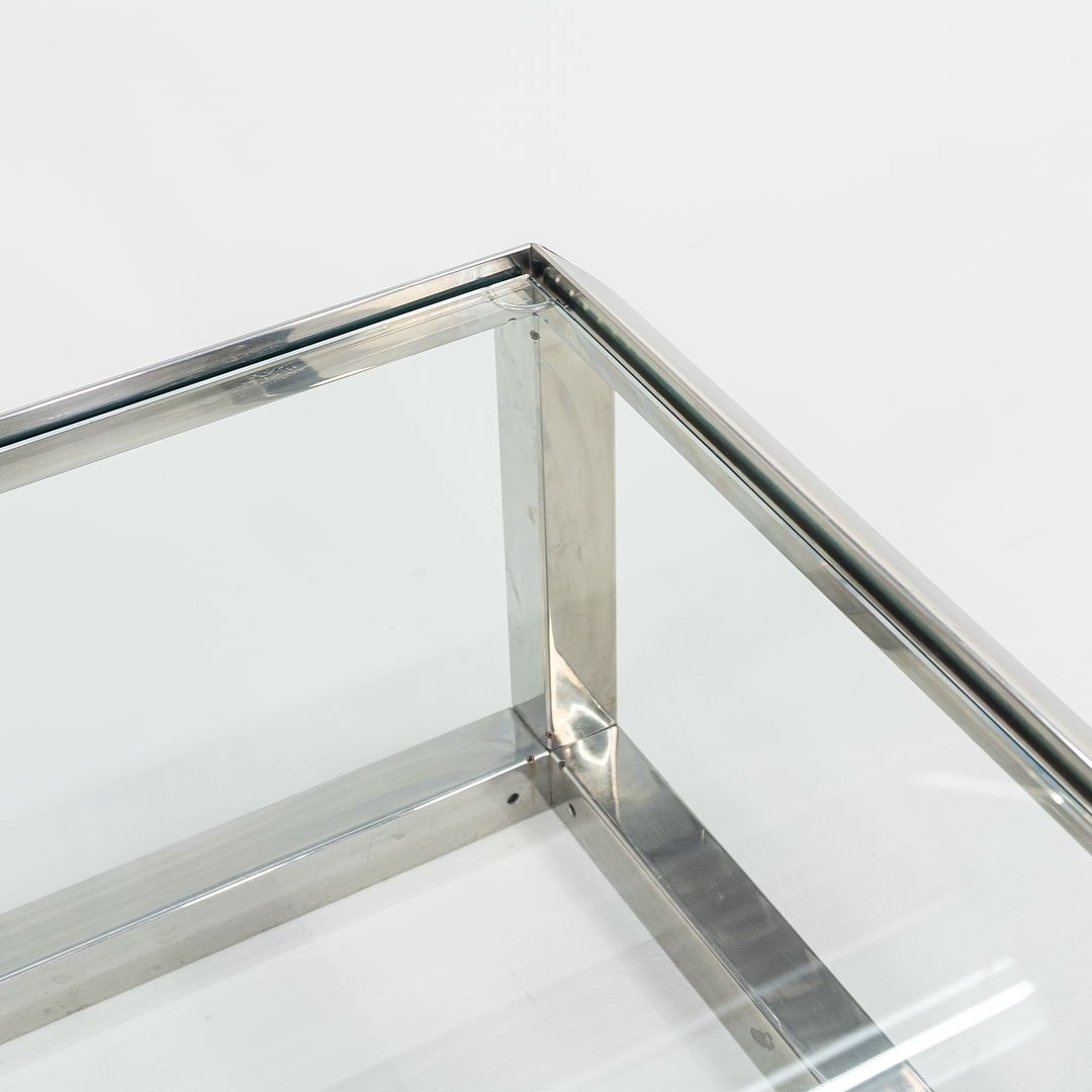 C. 1970s Chromed Steel Coffee Table with Glass Top Attributed to Ross Littell