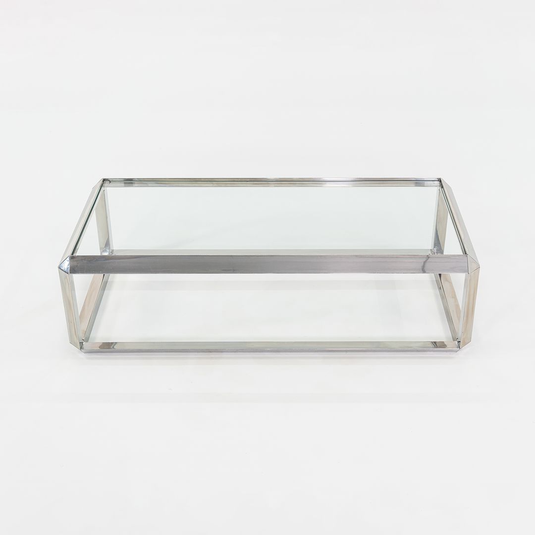 C. 1970s Chromed Steel Coffee Table with Glass Top Attributed to Ross Littell