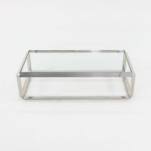 C. 1970s Chromed Steel Coffee Table with Glass Top Attributed to Ross Littell