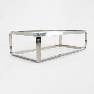 C. 1970s Chromed Steel Coffee Table with Glass Top Attributed to Ross Littell