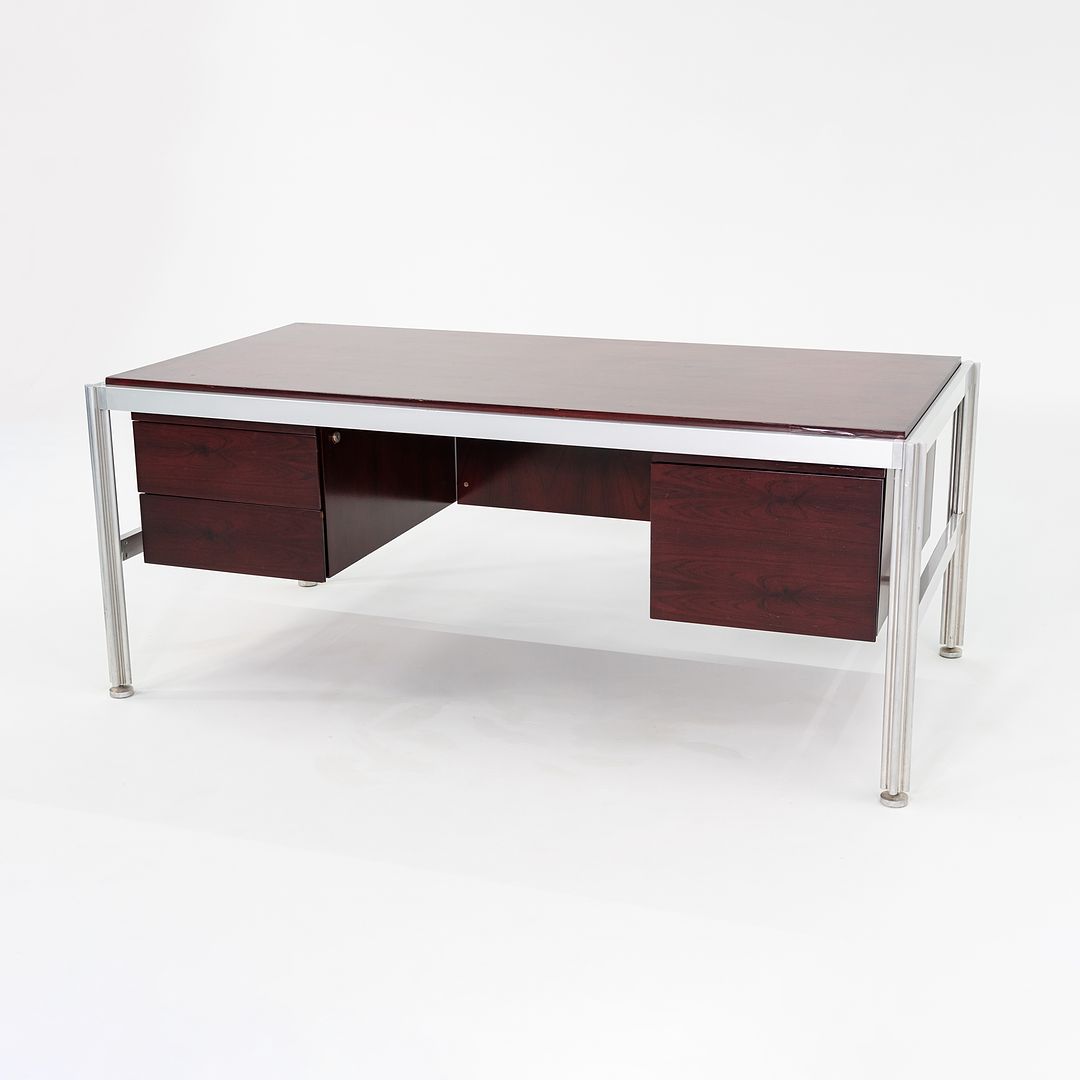 C. 1970 Rosewood Executive Desk by Georges Ciancimino for Mobilier International France