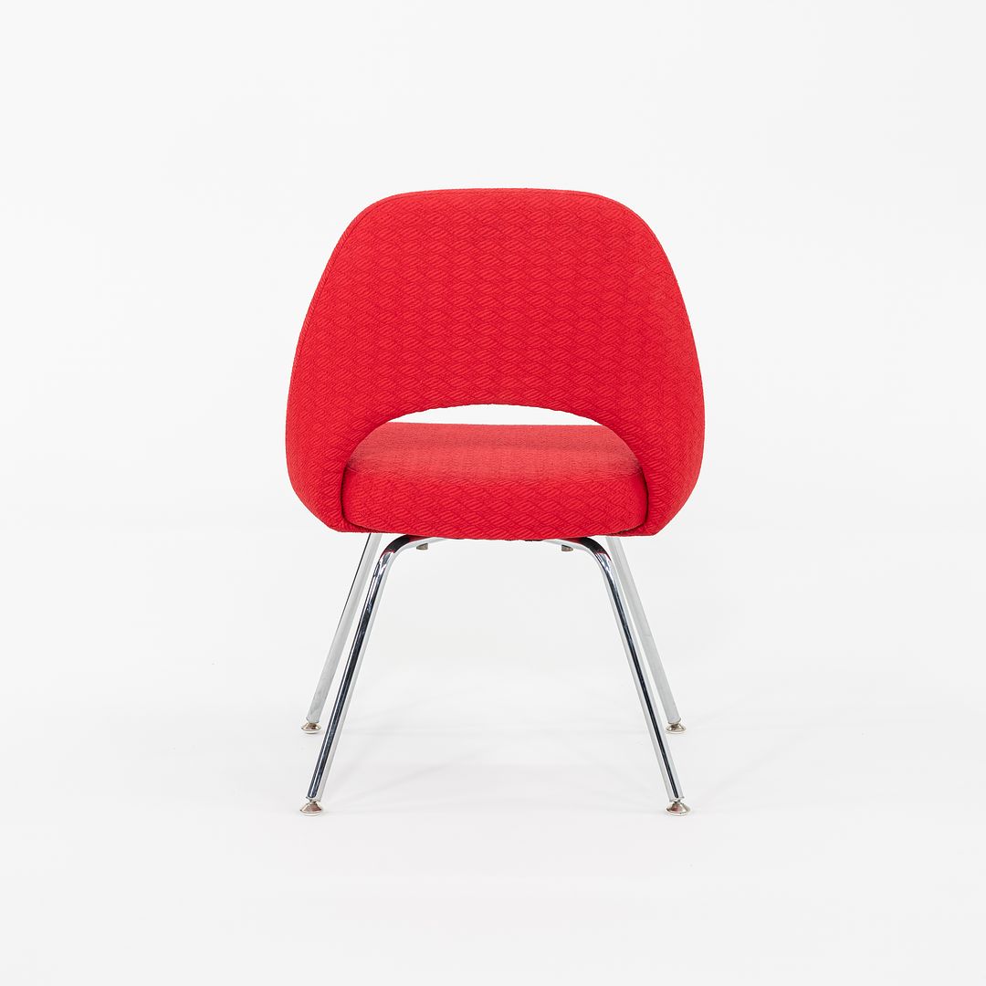 2011 Set of Four Eero Saarinen for Knoll Armless Executive Side / Dining Chairs in Red Fabric