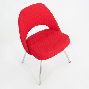 2011 Set of Four Eero Saarinen for Knoll Armless Executive Side / Dining Chairs in Red Fabric