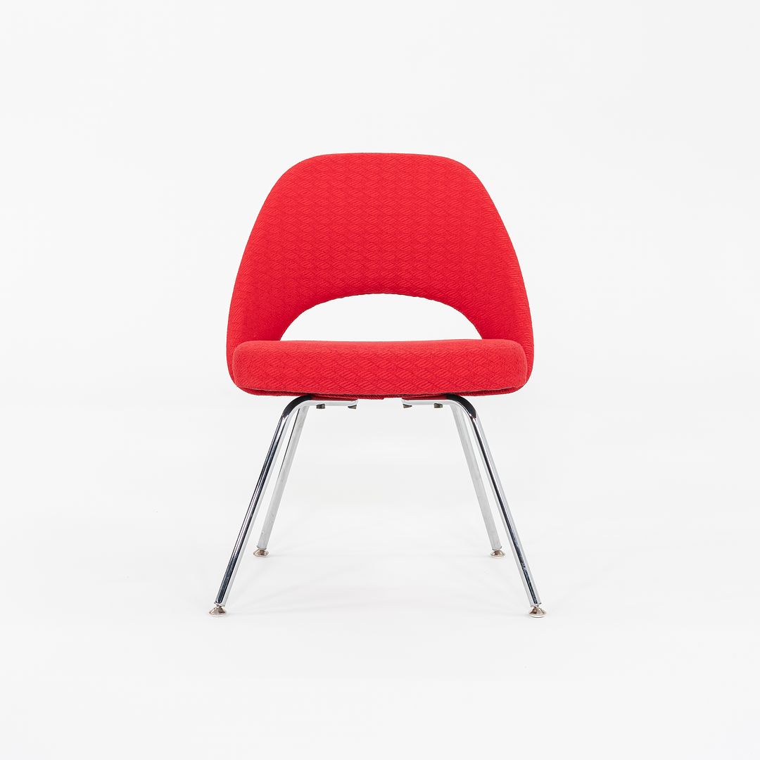 2011 Set of Four Eero Saarinen for Knoll Armless Executive Side / Dining Chairs in Red Fabric