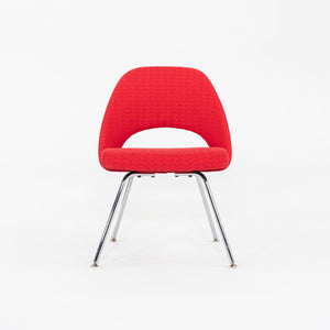 2011 Set of Four Eero Saarinen for Knoll Armless Executive Side / Dining Chairs in Red Fabric