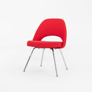 2011 Set of Four Eero Saarinen for Knoll Armless Executive Side / Dining Chairs in Red Fabric