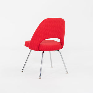 2011 Set of Four Eero Saarinen for Knoll Armless Executive Side / Dining Chairs in Red Fabric