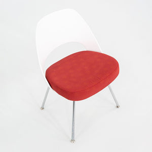 2011 Eero Saarinen for Knoll Armless Executive Side / Dining Chairs in White with Red Fabric 5x Available