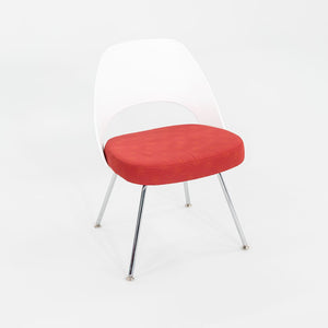 2011 Eero Saarinen for Knoll Armless Executive Side / Dining Chairs in White with Red Fabric 5x Available