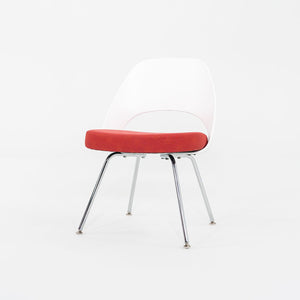 2011 Eero Saarinen for Knoll Armless Executive Side / Dining Chairs in White with Red Fabric 5x Available