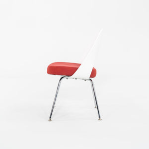 2011 Eero Saarinen for Knoll Armless Executive Side / Dining Chairs in White with Red Fabric 5x Available