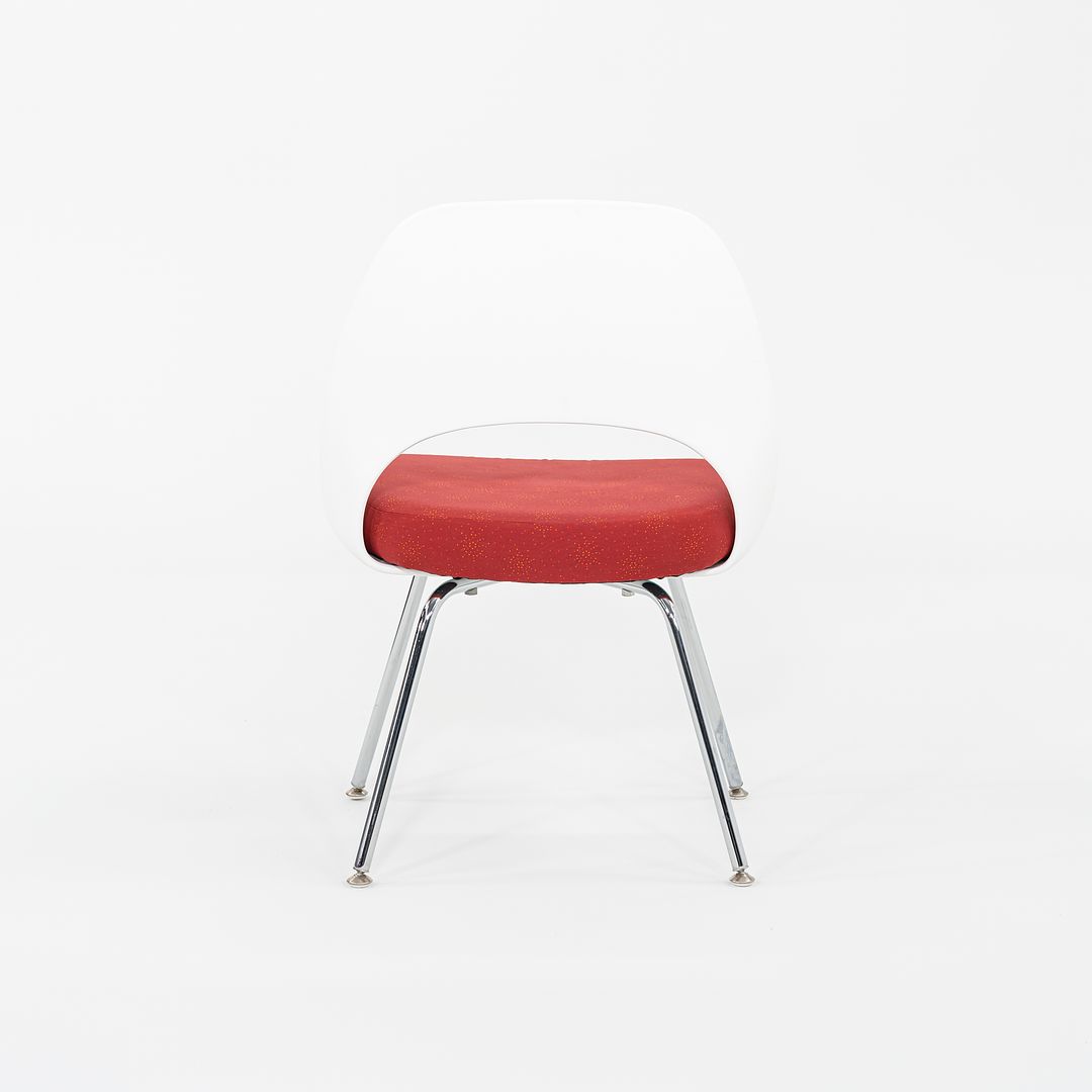 2011 Eero Saarinen for Knoll Armless Executive Side / Dining Chairs in White with Red Fabric 5x Available