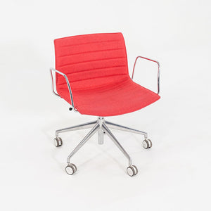 C. 2020 Lievore Altherr Molina for Arper Catifa Desk Chairs with Arms and Pnuematic Base in Red Fabric 4x Available