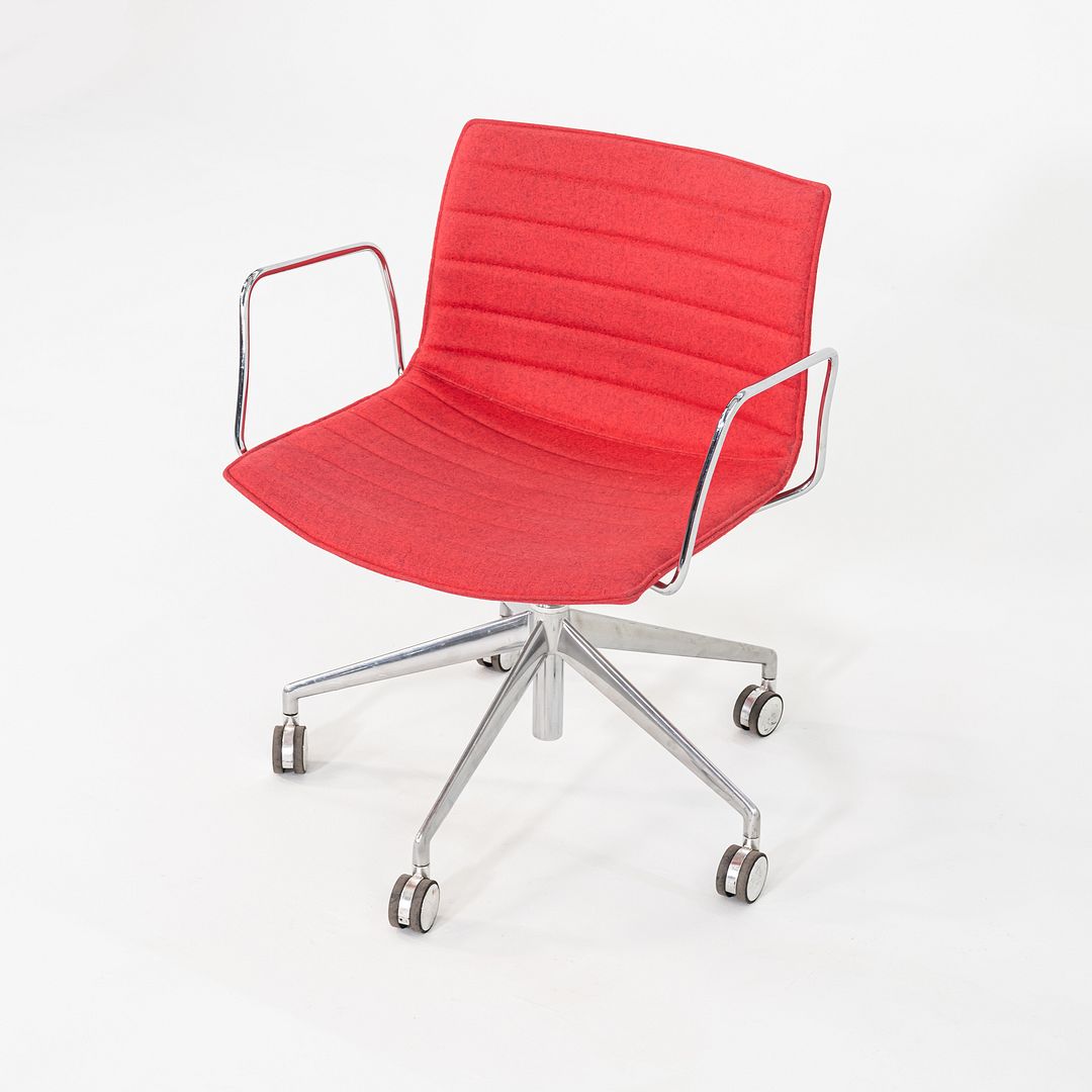 C. 2020 Lievore Altherr Molina for Arper Catifa Desk Chairs with Arms and Pnuematic Base in Red Fabric 4x Available