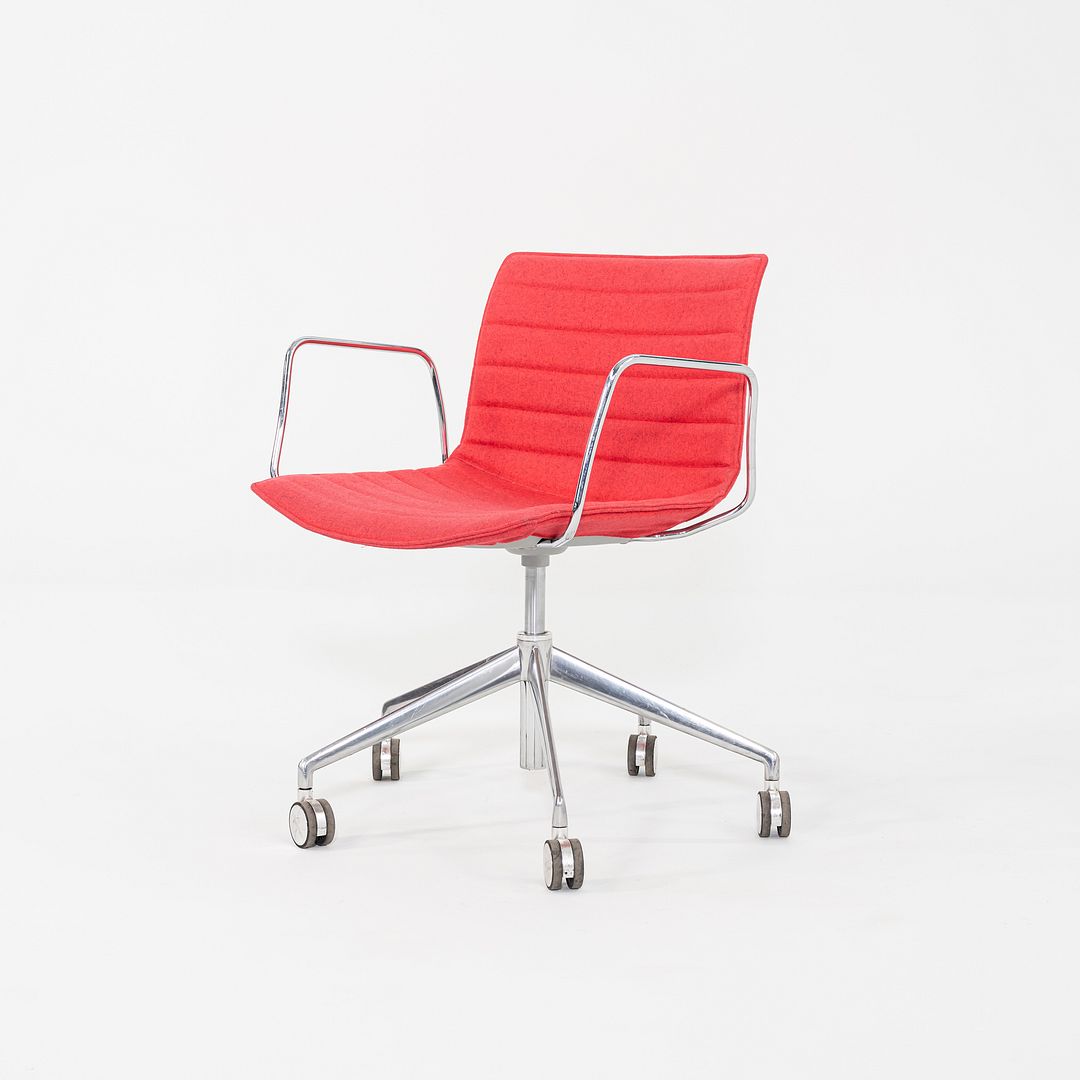 C. 2020 Lievore Altherr Molina for Arper Catifa Desk Chairs with Arms and Pnuematic Base in Red Fabric 4x Available