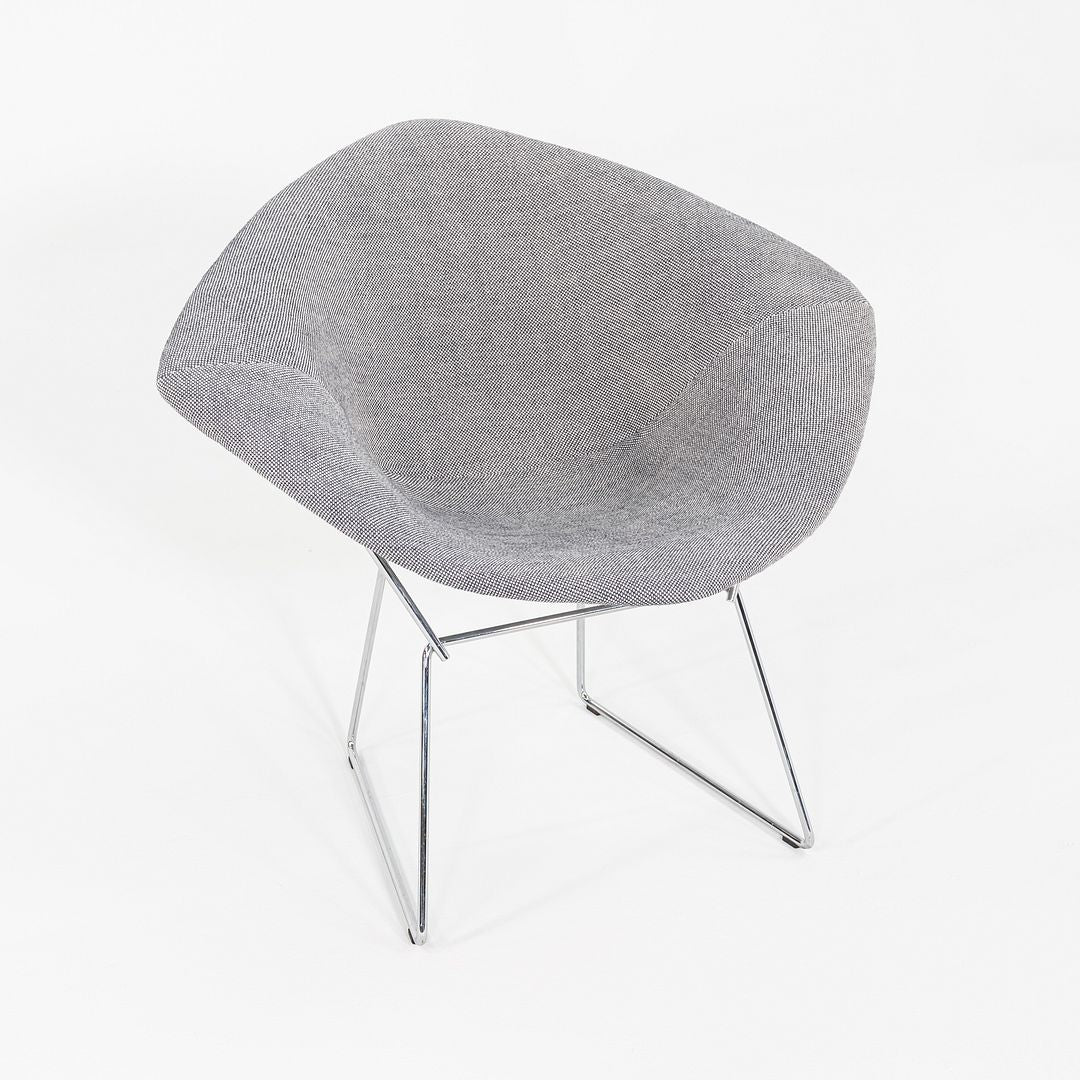 2010s Harry Bertoia for Knoll Small Diamond Lounge Chairs in Grey Fabric and Chrome 2x Available