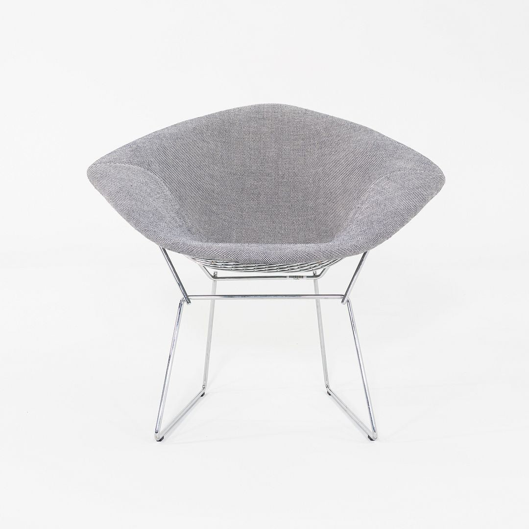 2010s Harry Bertoia for Knoll Small Diamond Lounge Chairs in Grey Fabric and Chrome 2x Available