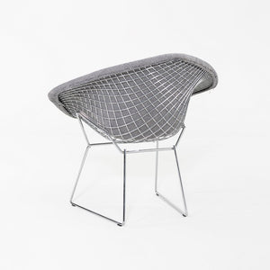 2010s Harry Bertoia for Knoll Small Diamond Lounge Chairs in Grey Fabric and Chrome 2x Available