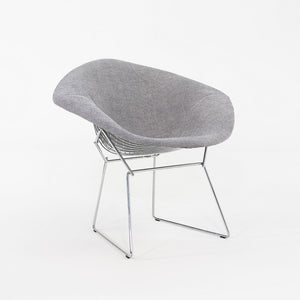 2010s Harry Bertoia for Knoll Small Diamond Lounge Chairs in Grey Fabric and Chrome 2x Available