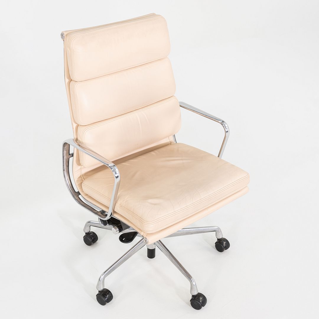 2010 Herman Miller Eames Soft Pad Executive Desk Chair in Wheat Leather with Pnuematic Base