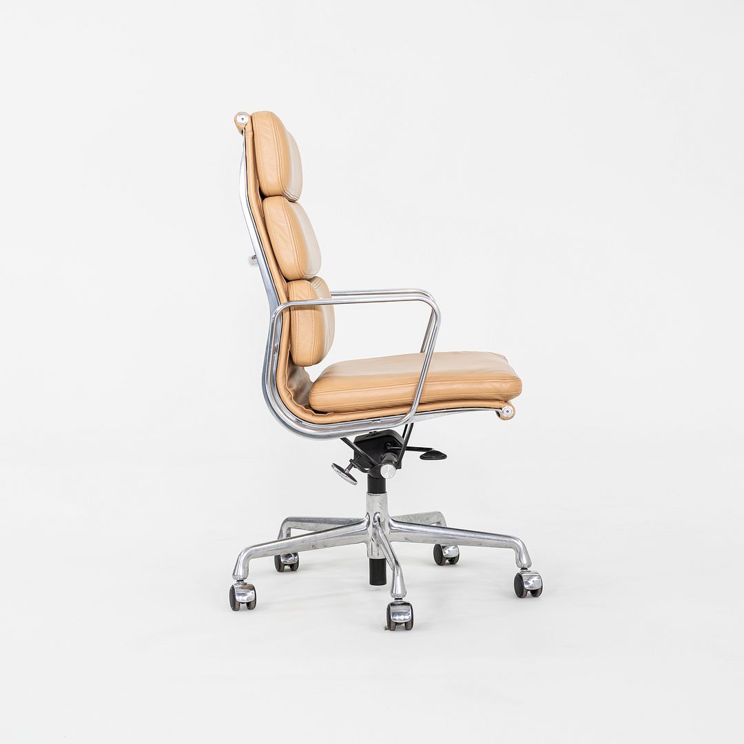 SOLD 2015 Herman Miller Eames Soft Pad Executive Desk Chair in Tan Leather with Pnuematic Base