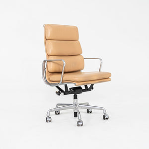 SOLD 2015 Herman Miller Eames Soft Pad Executive Desk Chair in Tan Leather with Pnuematic Base