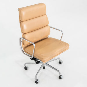 SOLD 2015 Herman Miller Eames Soft Pad Executive Desk Chair in Tan Leather with Pnuematic Base