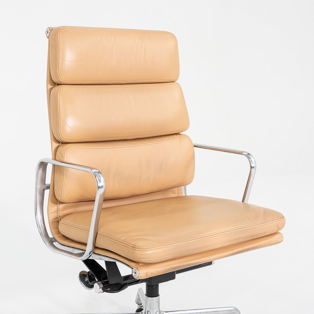 SOLD 2015 Herman Miller Eames Soft Pad Executive Desk Chair in Tan Leather with Pnuematic Base