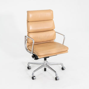 SOLD 2015 Herman Miller Eames Soft Pad Executive Desk Chair in Tan Leather with Pnuematic Base