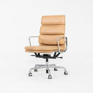 SOLD 2015 Herman Miller Eames Soft Pad Executive Desk Chair in Tan Leather with Pnuematic Base