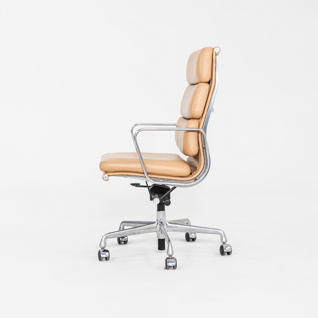 SOLD 2015 Herman Miller Eames Soft Pad Executive Desk Chair in Tan Leather with Pnuematic Base