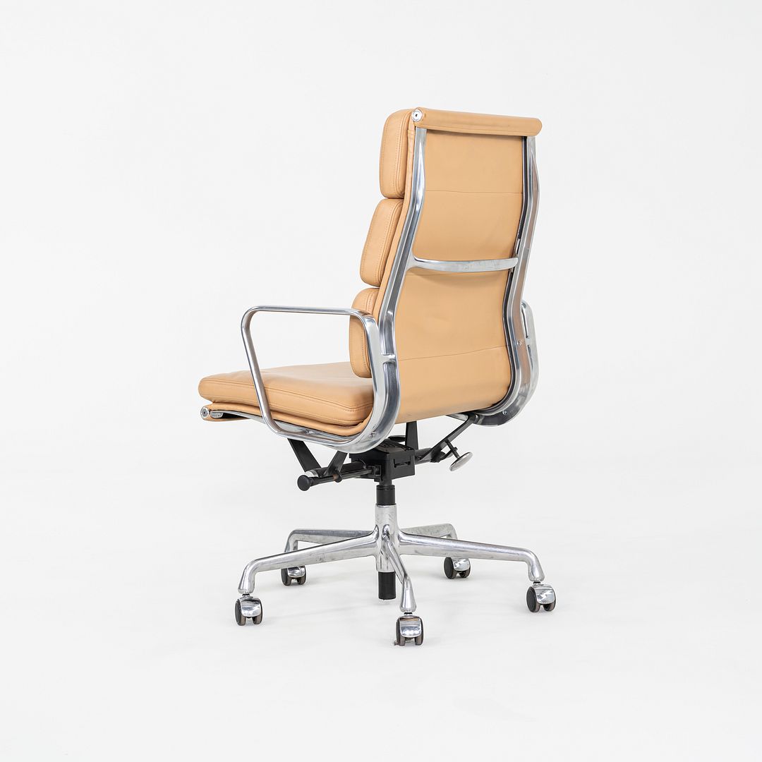 SOLD 2015 Herman Miller Eames Soft Pad Executive Desk Chair in Tan Leather with Pnuematic Base