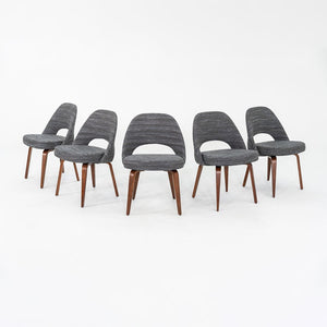 2022 Set of Five Eero Saarinen for Knoll Armless Executive Dining Chairs in Rivington Fabric