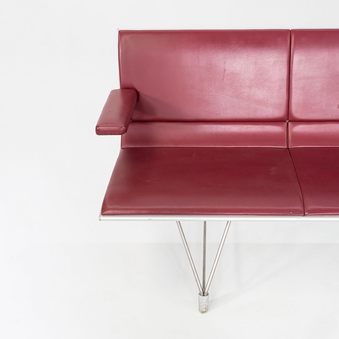 2000s Aero benches by Lievore Altherr Molina for Sellex / Davis in Aluminum and Red Vinyl