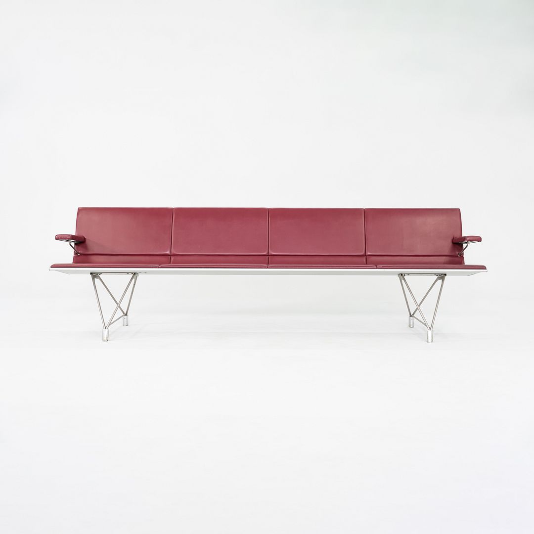 2000s Aero benches by Lievore Altherr Molina for Sellex / Davis in Aluminum and Red Vinyl