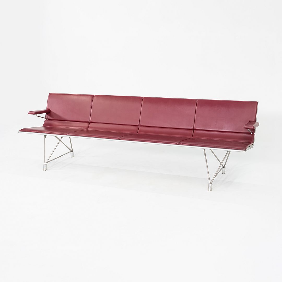 2000s Aero benches by Lievore Altherr Molina for Sellex / Davis in Aluminum and Red Vinyl