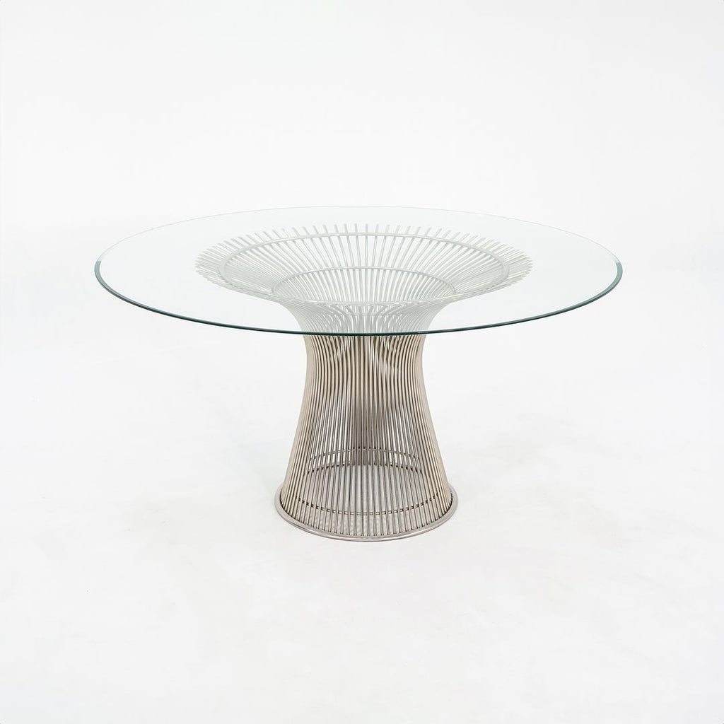 SOLD 2010s Warren Platner for Knoll 54 inch Dining Table with Glass Top