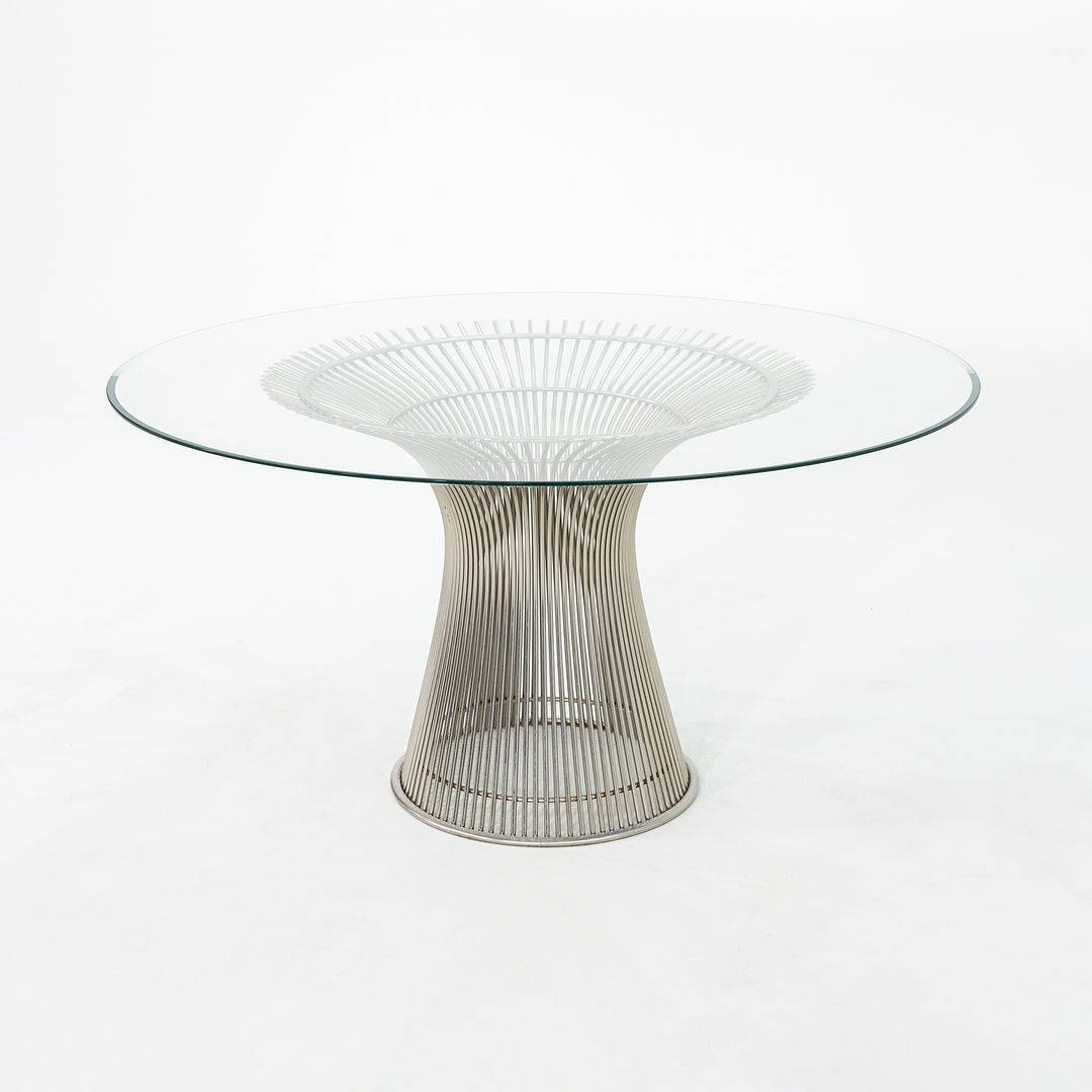 SOLD 2010s Warren Platner for Knoll 54 inch Dining Table with Glass Top