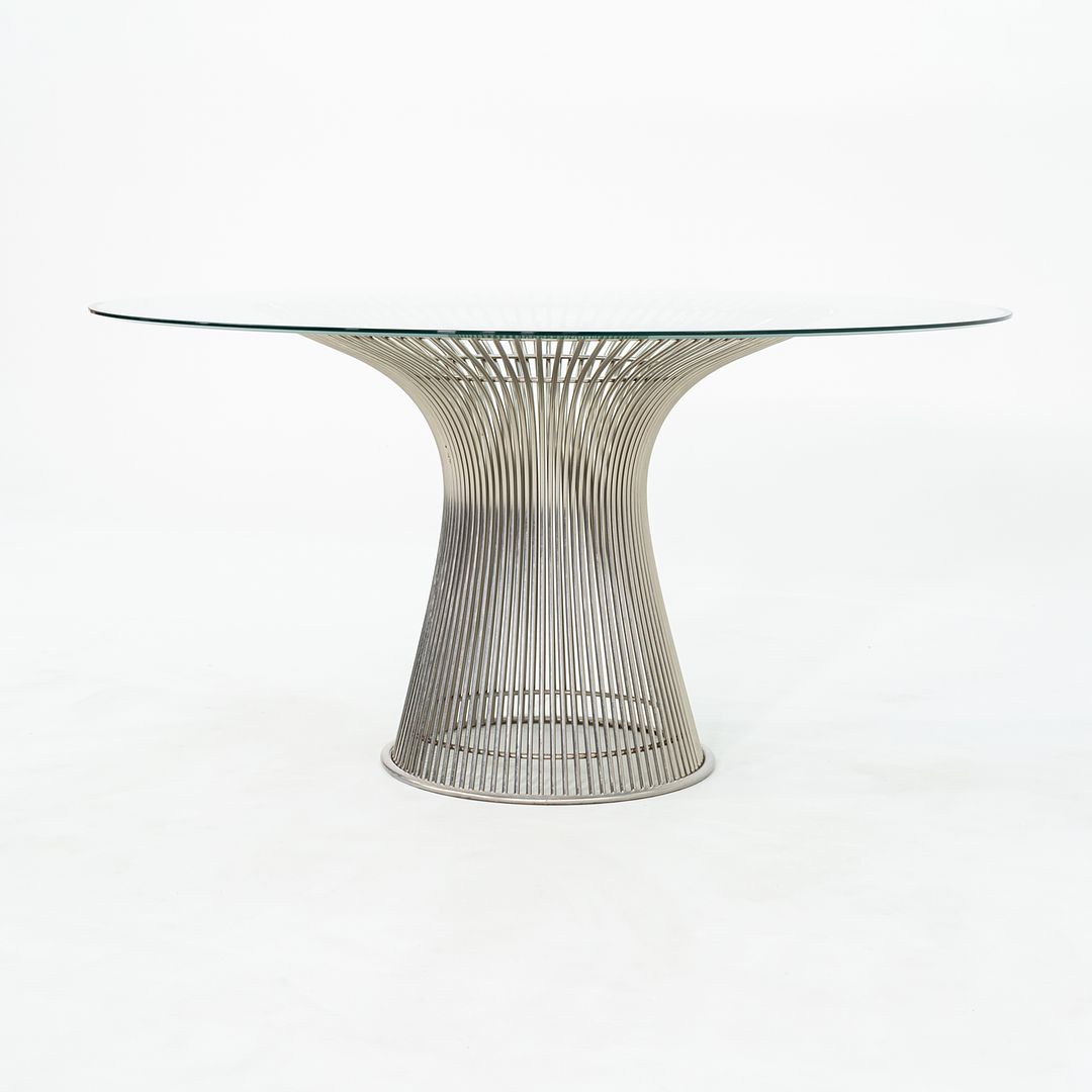 SOLD 2010s Warren Platner for Knoll 54 inch Dining Table with Glass Top