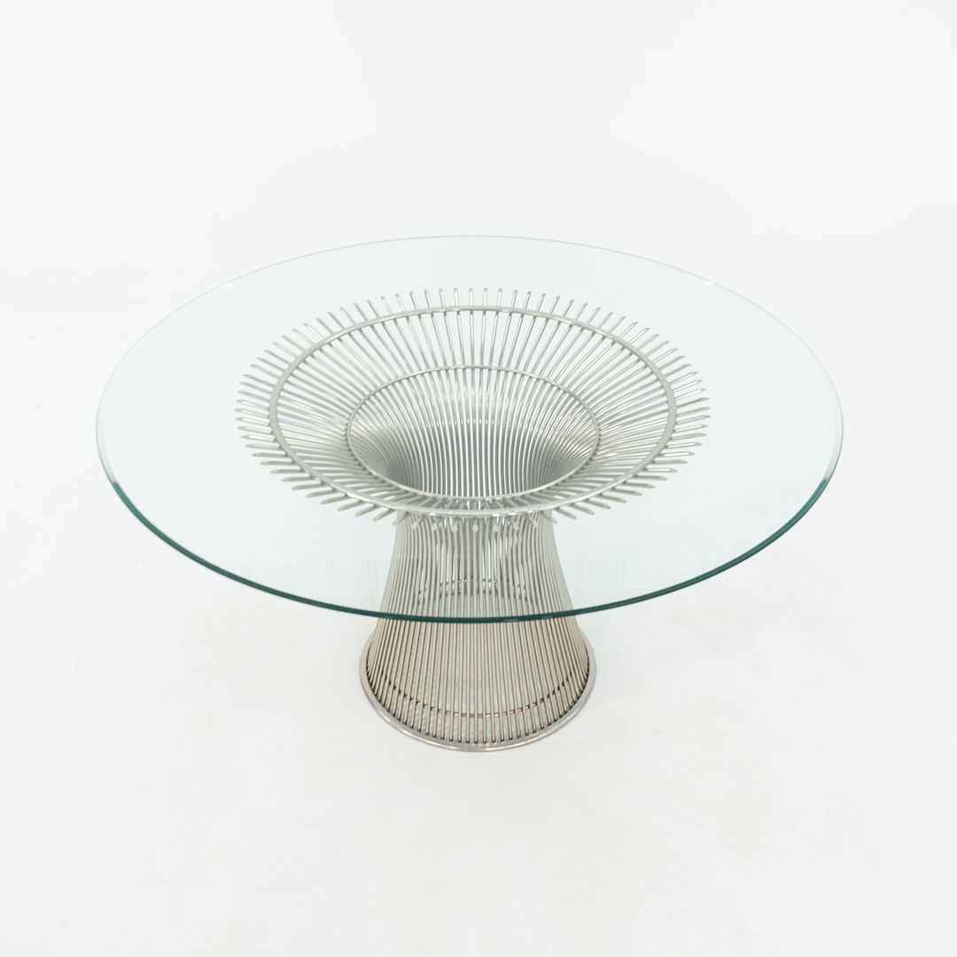 SOLD 2010s Warren Platner for Knoll 54 inch Dining Table with Glass Top