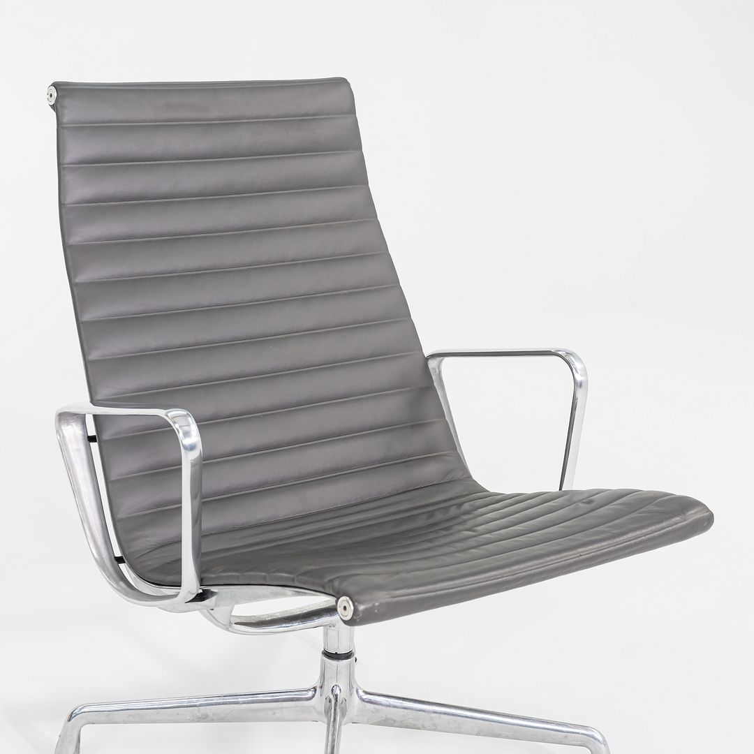 2013 Herman Miller Eames Aluminum Group Lounge Chairs in Grey Leather 2x Available