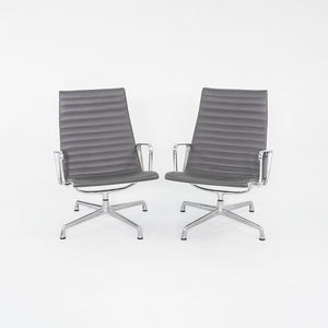 2013 Herman Miller Eames Aluminum Group Lounge Chairs in Grey Leather 2x Available