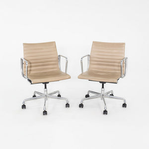 2007 Herman Miller Eames Aluminum Group Management Desk Chairs in Beige Leather 2x Available