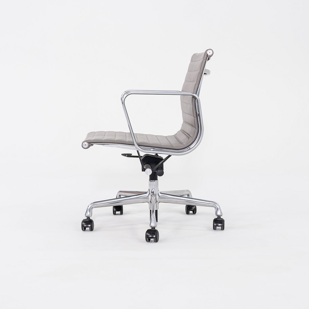 2014 Herman Miller Eames Aluminum Group Management Desk Chairs in Grey Leather with Pneumatic 4x Available