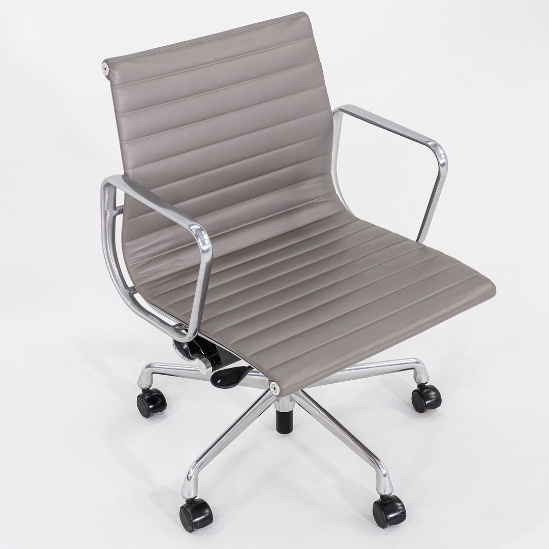 2014 Herman Miller Eames Aluminum Group Management Desk Chairs in Grey Leather with Pneumatic 4x Available