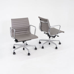 2014 Herman Miller Eames Aluminum Group Management Desk Chairs in Grey Leather with Pneumatic 4x Available