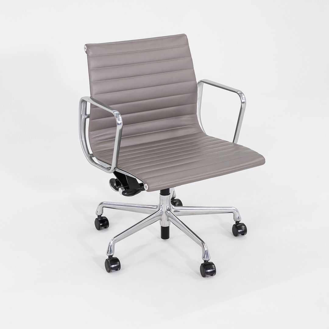 2014 Herman Miller Eames Aluminum Group Management Desk Chairs in Grey Leather with Pneumatic 4x Available