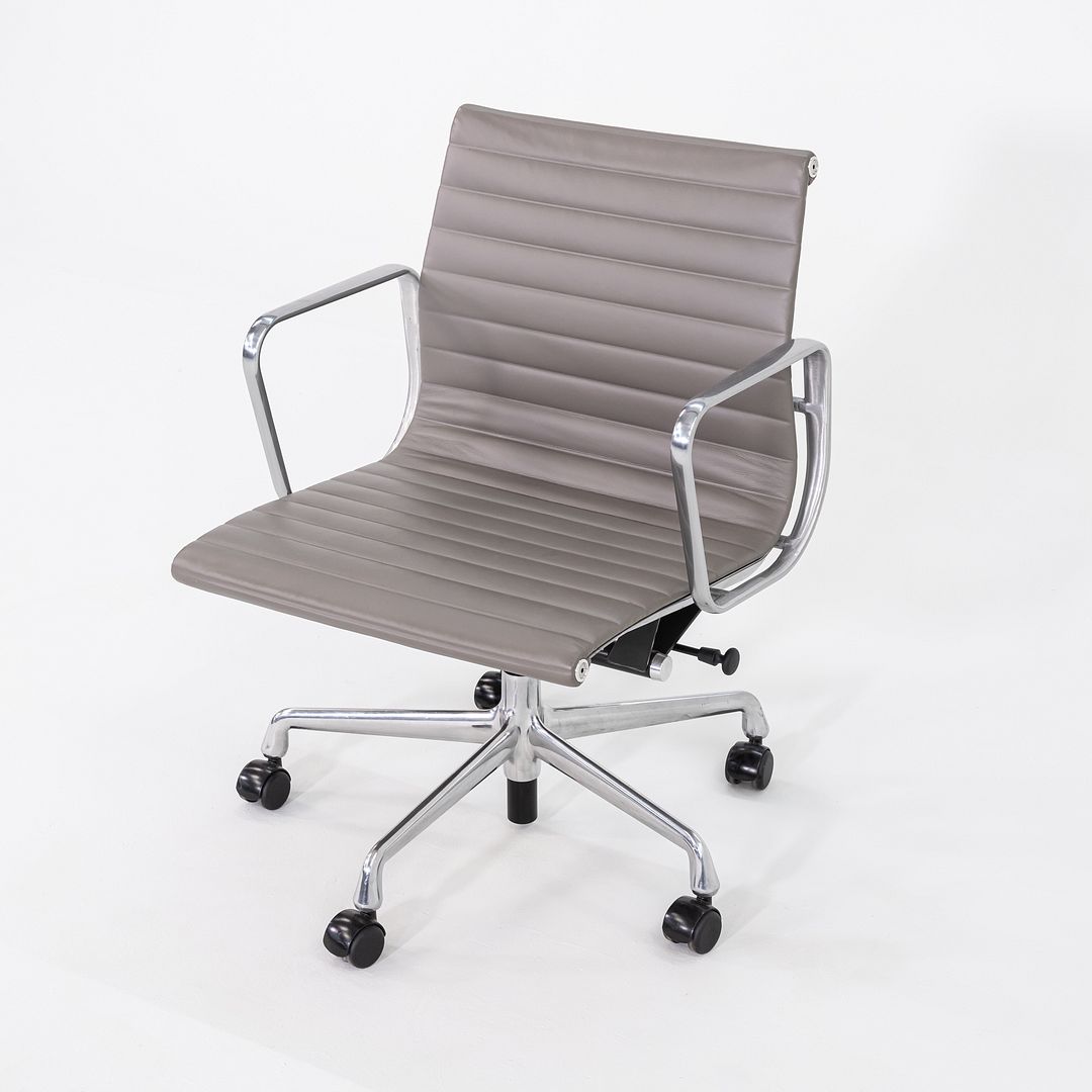 2014 Herman Miller Eames Aluminum Group Management Desk Chairs in Grey Leather with Pneumatic 4x Available