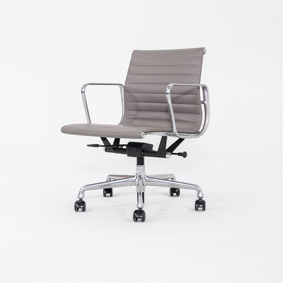 2014 Herman Miller Eames Aluminum Group Management Desk Chairs in Grey Leather with Pneumatic 4x Available